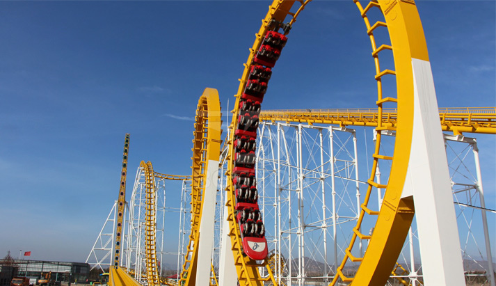 Amusement park roller coaster
